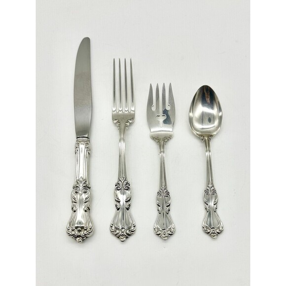 4 piece setting Sterling Silver Marlborough Reed and Barton Flatware Silverware - Picture 1 of 5